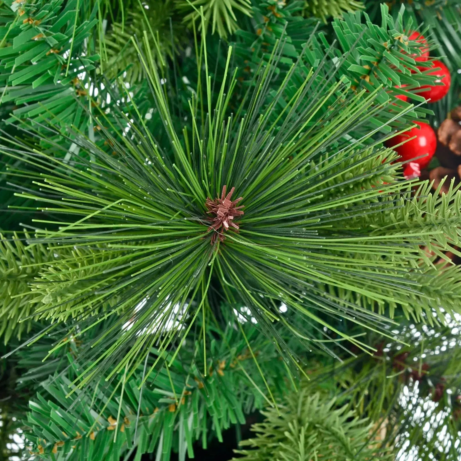 3ft (90cm) Christmas Tree Red Berries Cones Mixed Pine Gold Pot