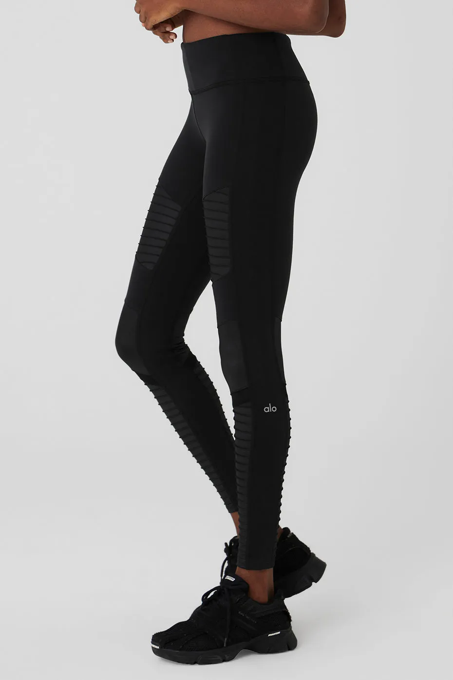 7/8 High-Waist Moto Legging - Black