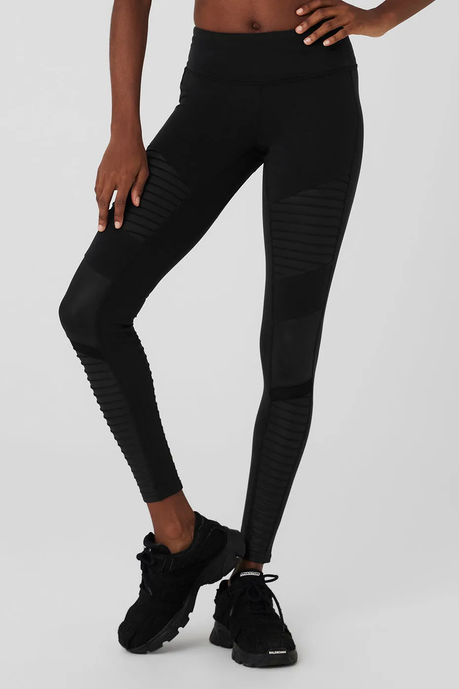 7/8 High-Waist Moto Legging - Black