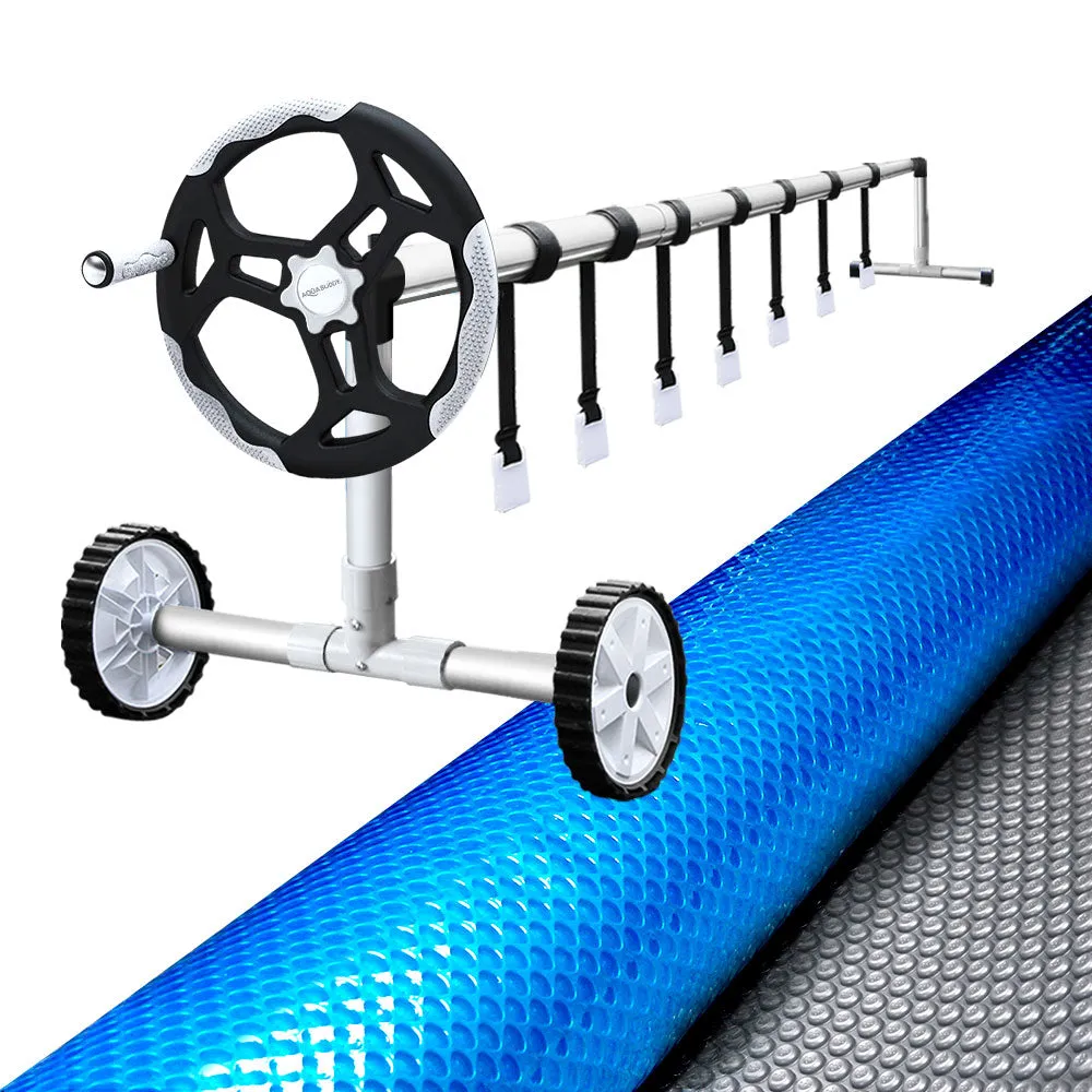 Adjustable Aluminium Pool Roller & 9.5x5m Cover Set Aquabuddy