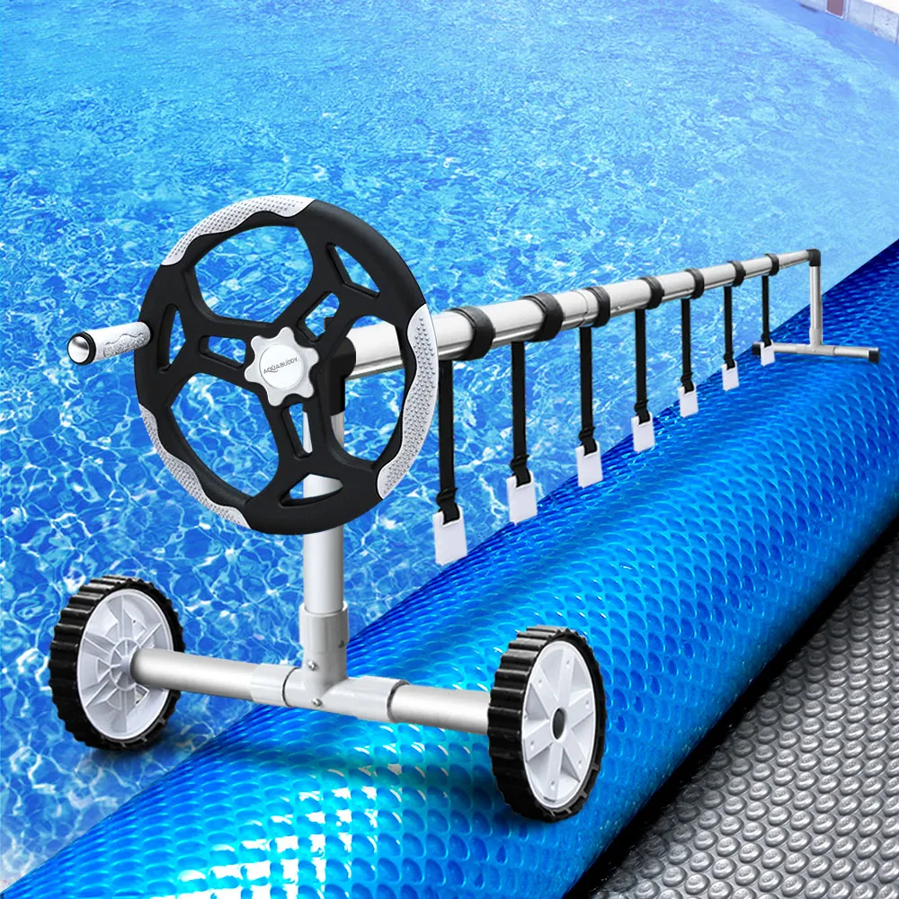 Adjustable Aluminium Pool Roller & 9.5x5m Cover Set Aquabuddy