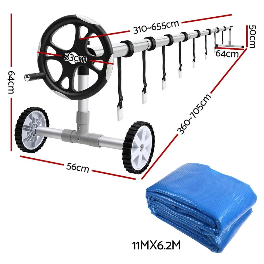 Adjustable Aluminium Pool Roller & Cover Set, 11x6.2m | Aquabuddy