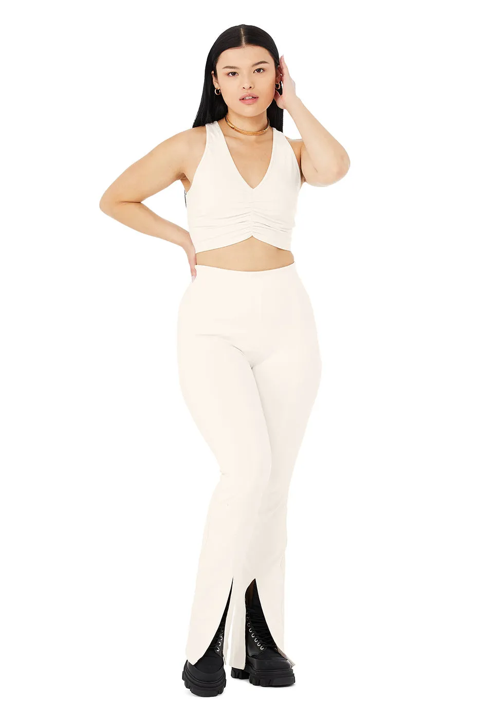 Airbrush High-Waist Flutter Legging - Ivory