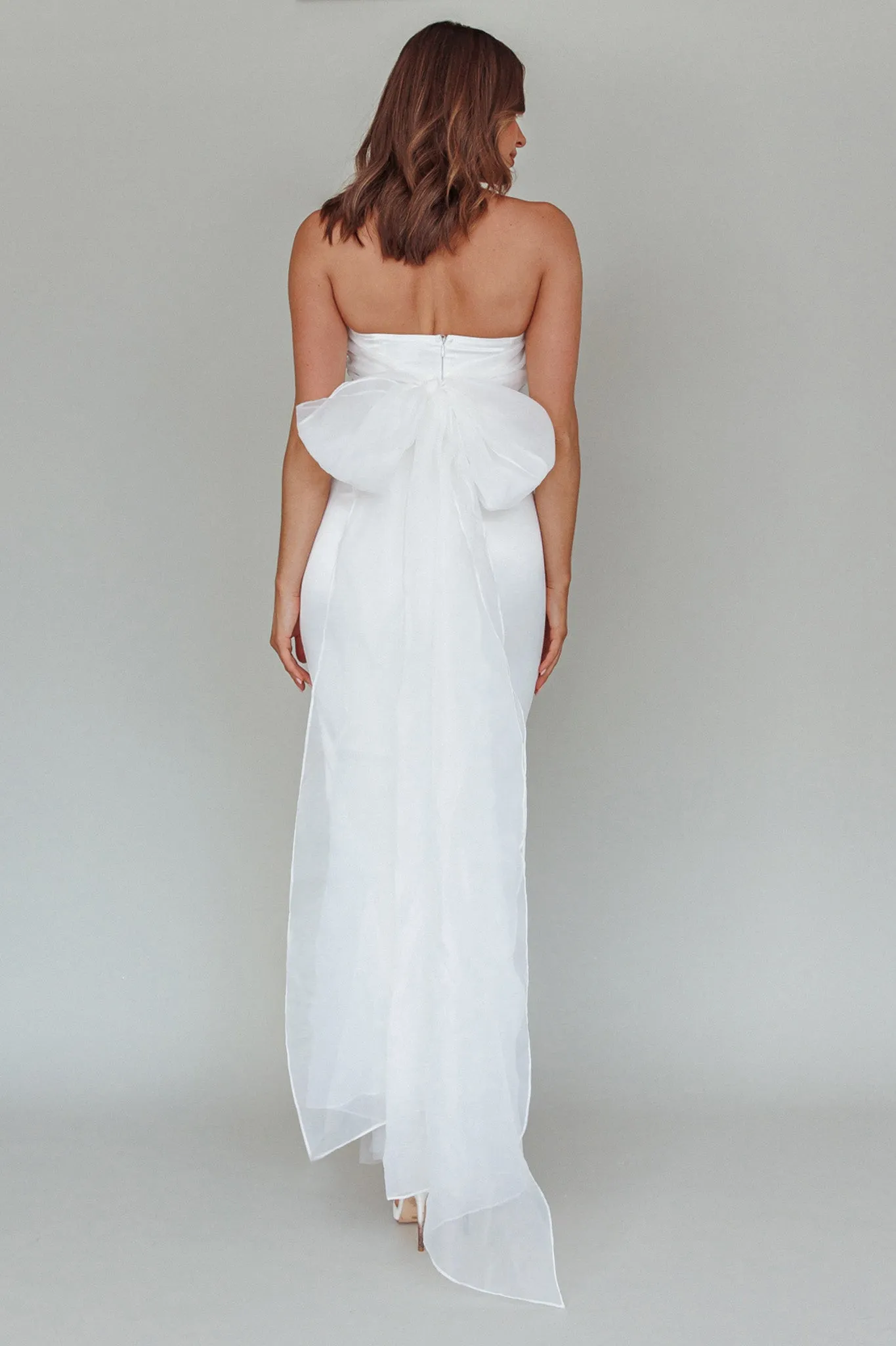 Always And Forever Bow Back Midi Dress White