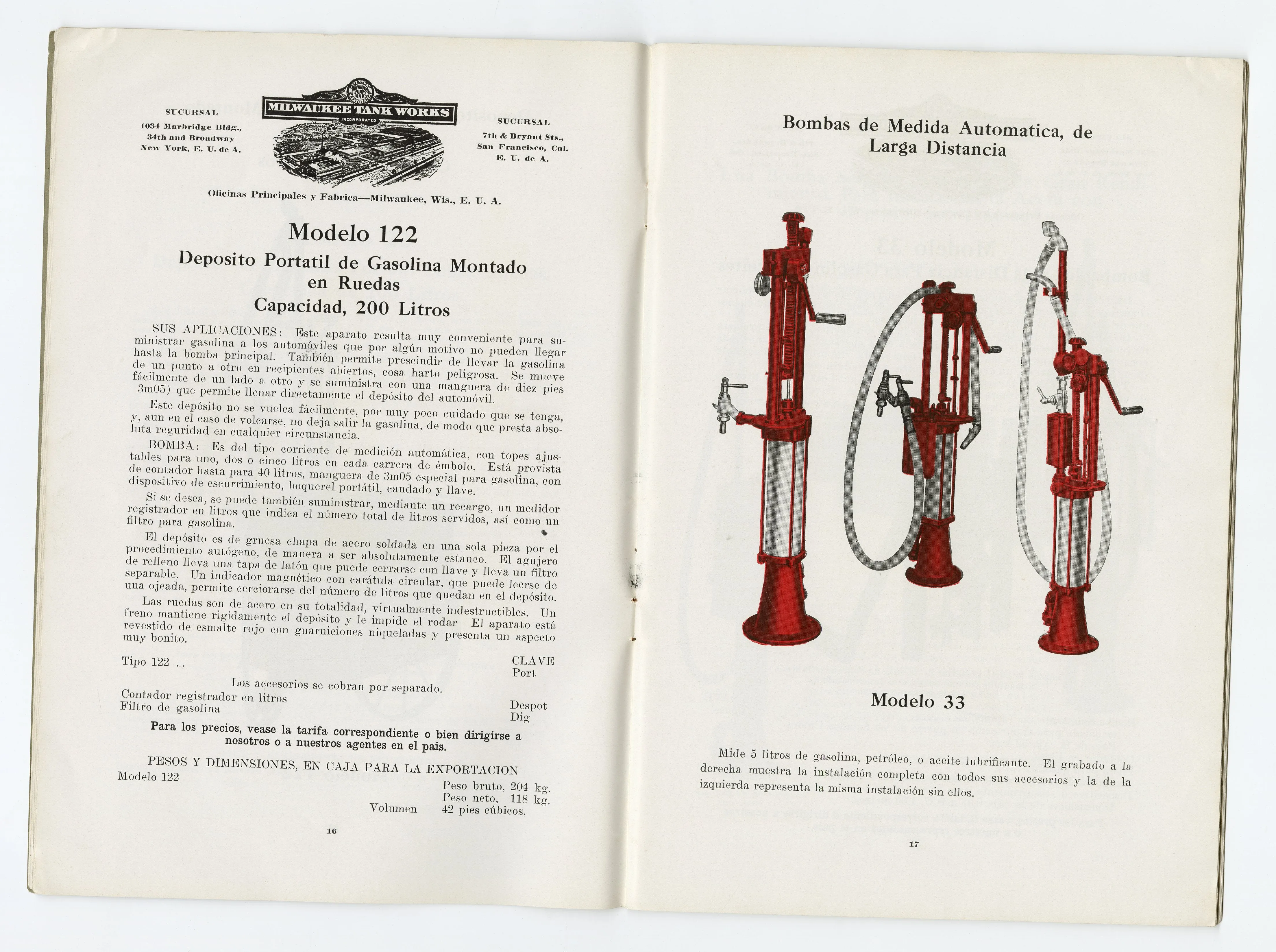 Antique Spanish TANQUES, BOMBAS Y ACCESORIOS CATALOG, Oil Pump, Tanks