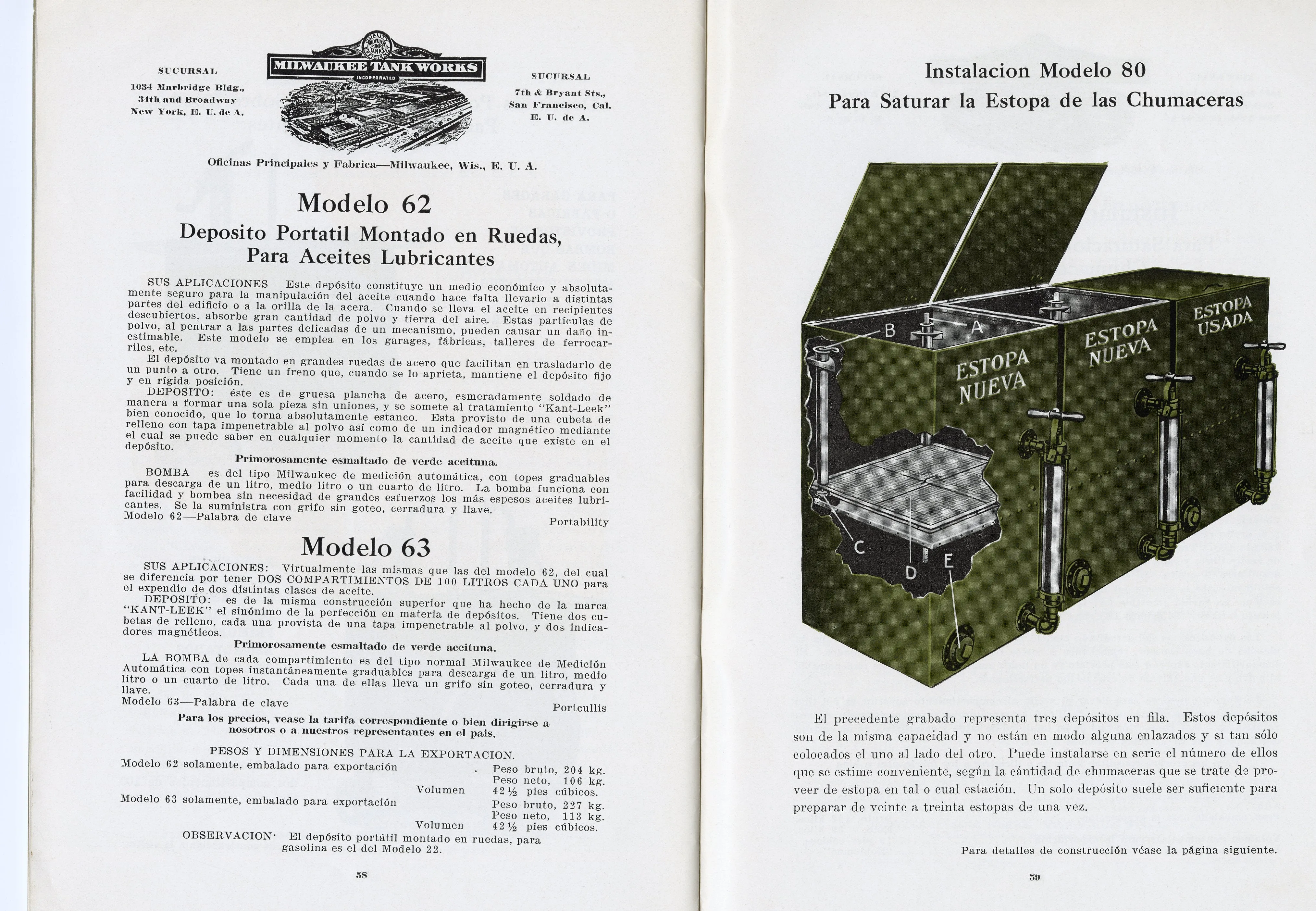 Antique Spanish TANQUES, BOMBAS Y ACCESORIOS CATALOG, Oil Pump, Tanks