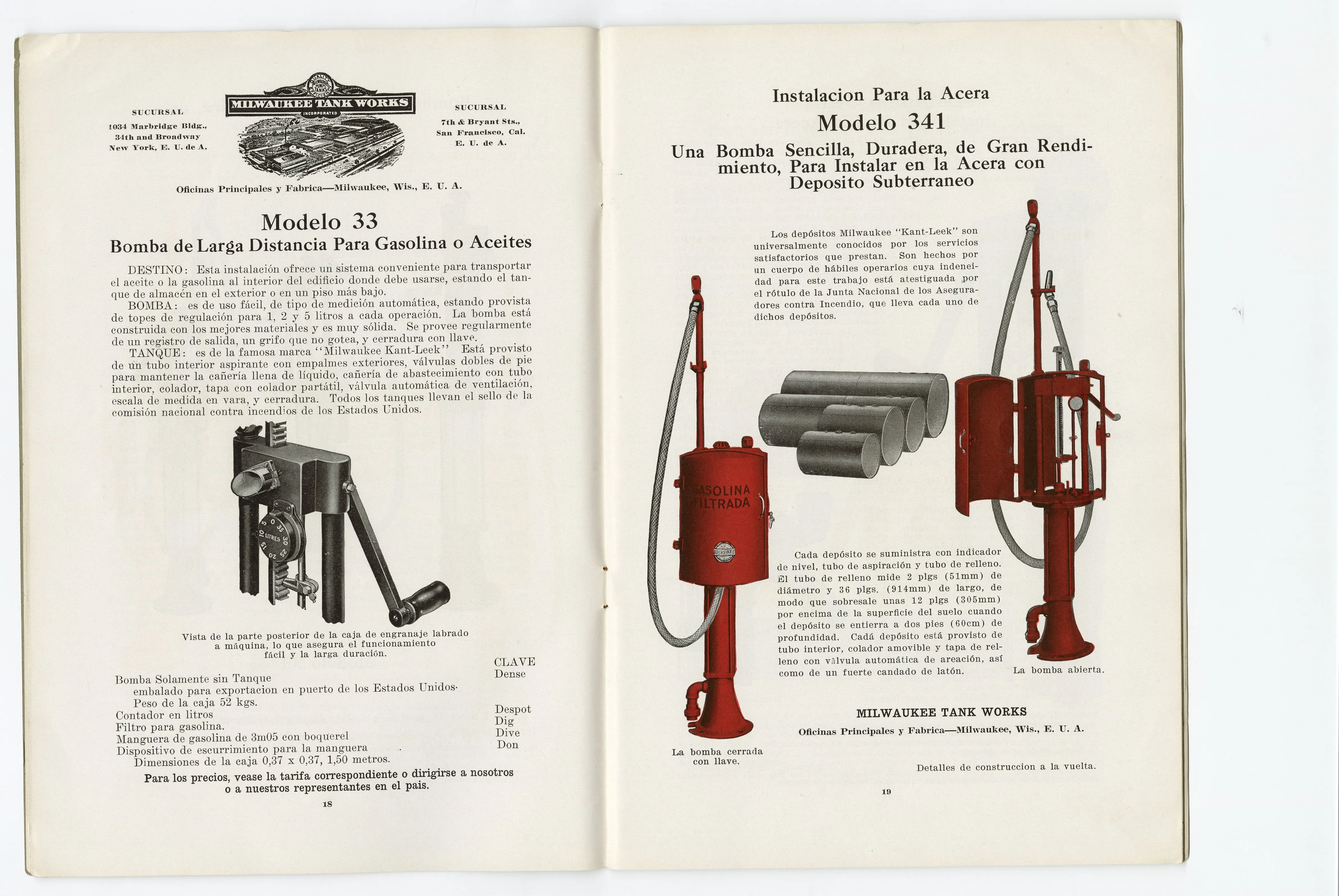 Antique Spanish TANQUES, BOMBAS Y ACCESORIOS CATALOG, Oil Pump, Tanks