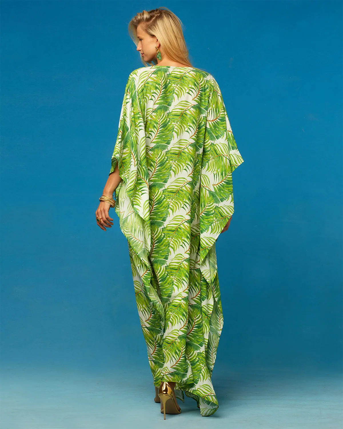 Ashley Kaftan in Undulating Palm Leaves