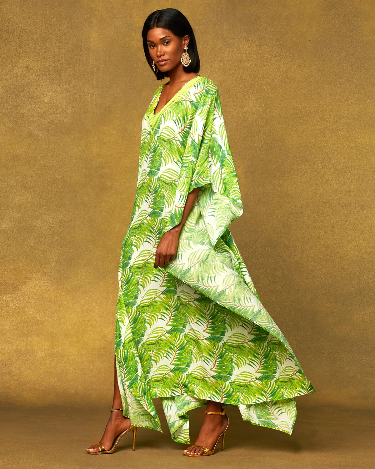 Ashley Kaftan in Undulating Palm Leaves