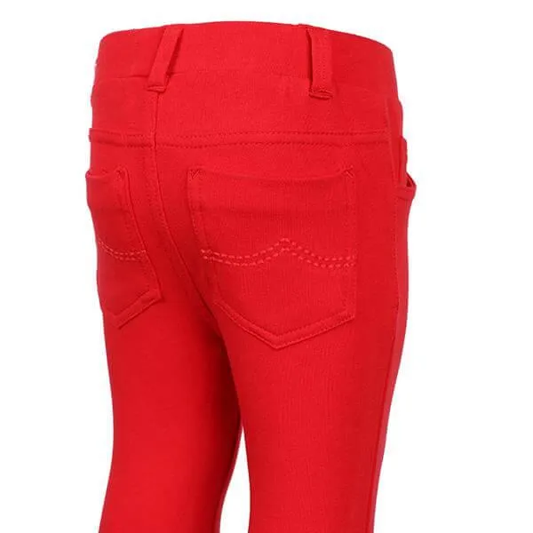 BABY GIRLS RED BASIC KNIT PANTS