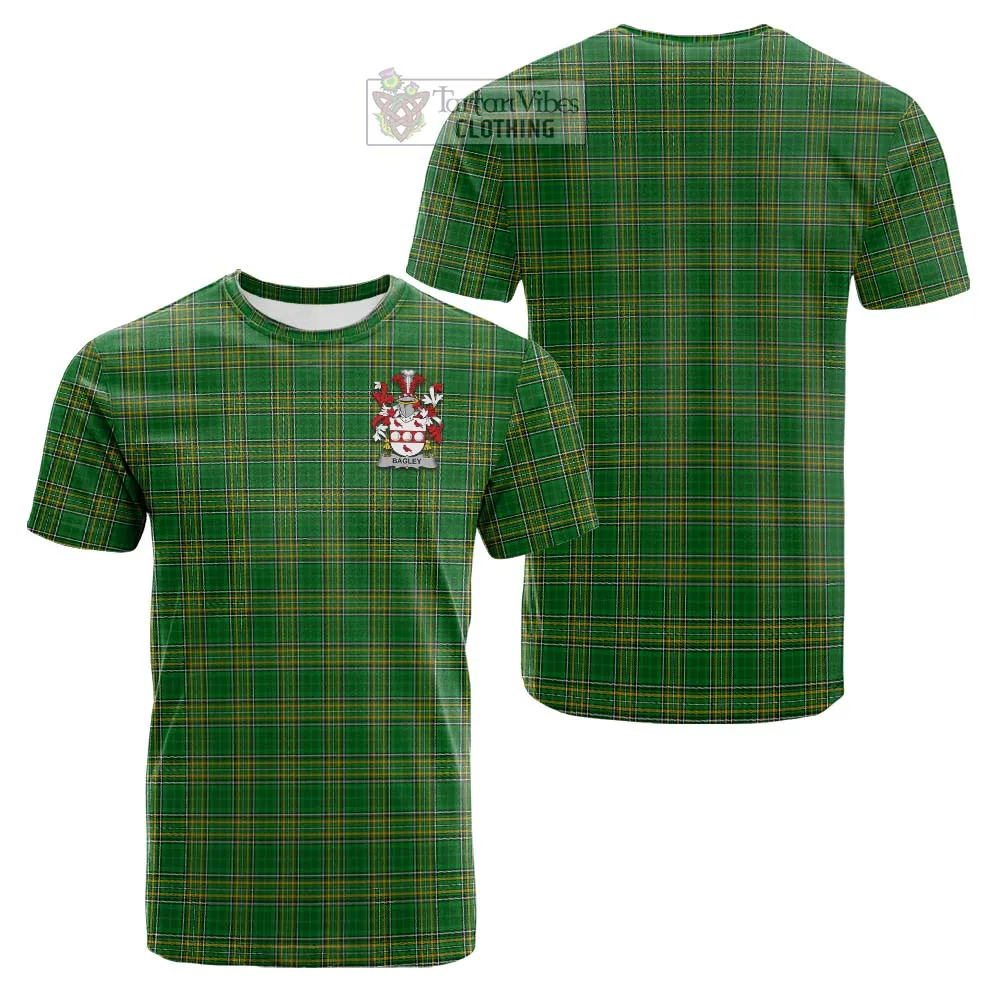 Bagley Irish Clan Tartan Cotton T-shirt with Coat of Arms