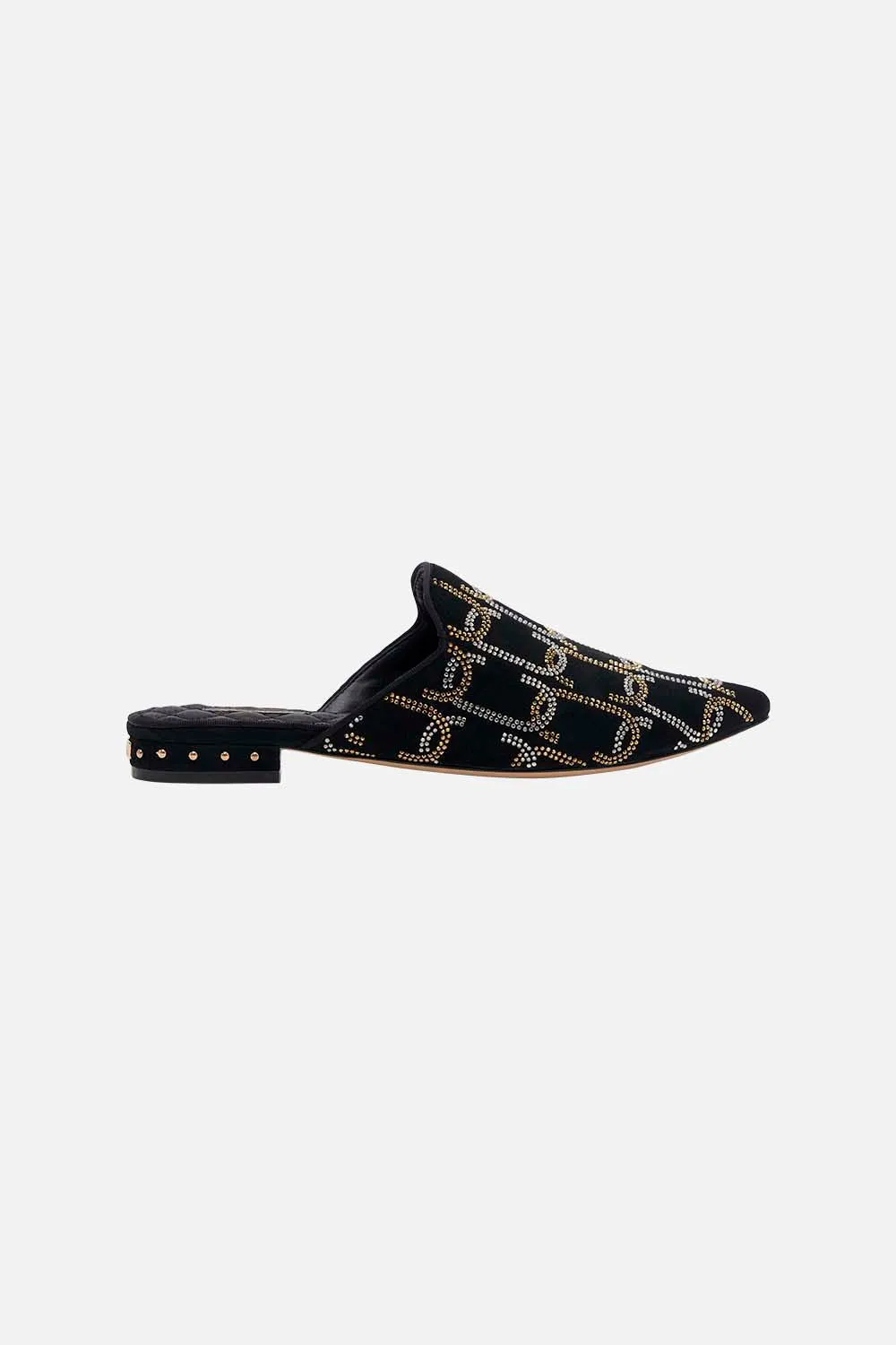 BELLE EMBROIDERED SLIPPER SOLID BLACK