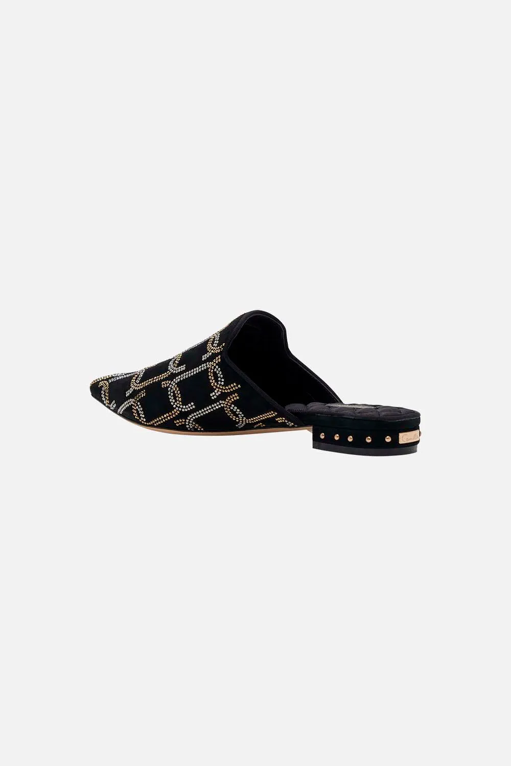 BELLE EMBROIDERED SLIPPER SOLID BLACK