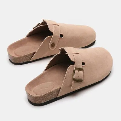 Birk Boston Dupe Suede Closed Toe Buckle Slide