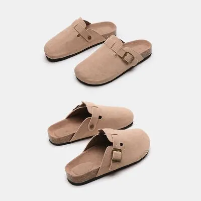 Birk Boston Dupe Suede Closed Toe Buckle Slide