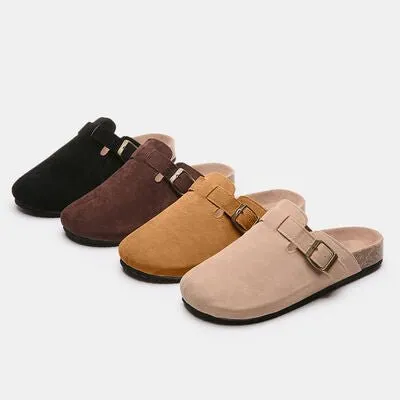 Birk Boston Dupe Suede Closed Toe Buckle Slide