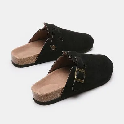 Birk Boston Dupe Suede Closed Toe Buckle Slide