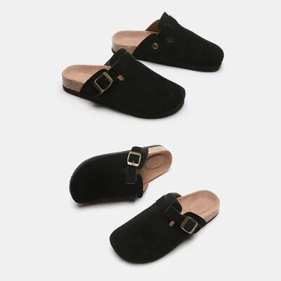 Birk Boston Dupe Suede Closed Toe Buckle Slide