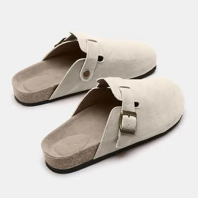 Birk Boston Dupe Suede Closed Toe Buckle Slide