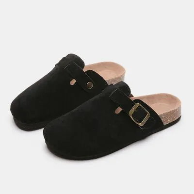 Birk Boston Dupe Suede Closed Toe Buckle Slide