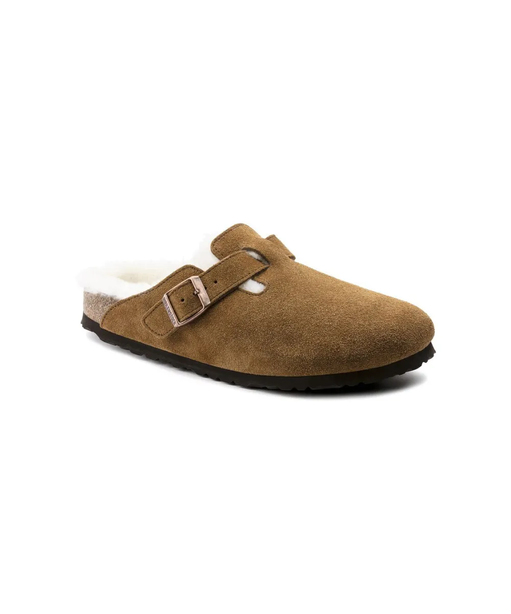 BIRKENSTOCK BOSTON SHEARLING SUEDE LEATHER IN BROWN