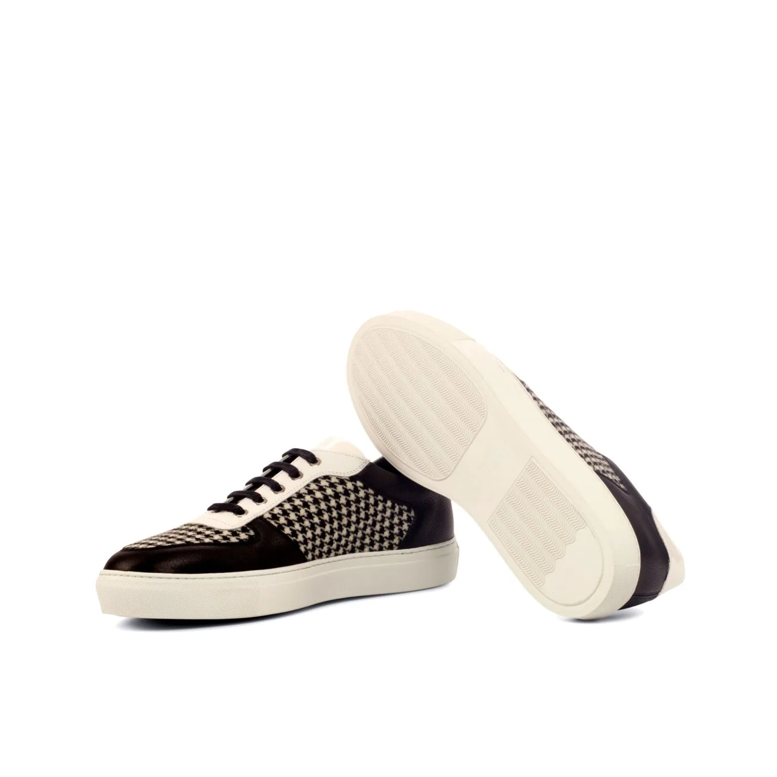 Black & White Houndstooth Low-Top Sneakers