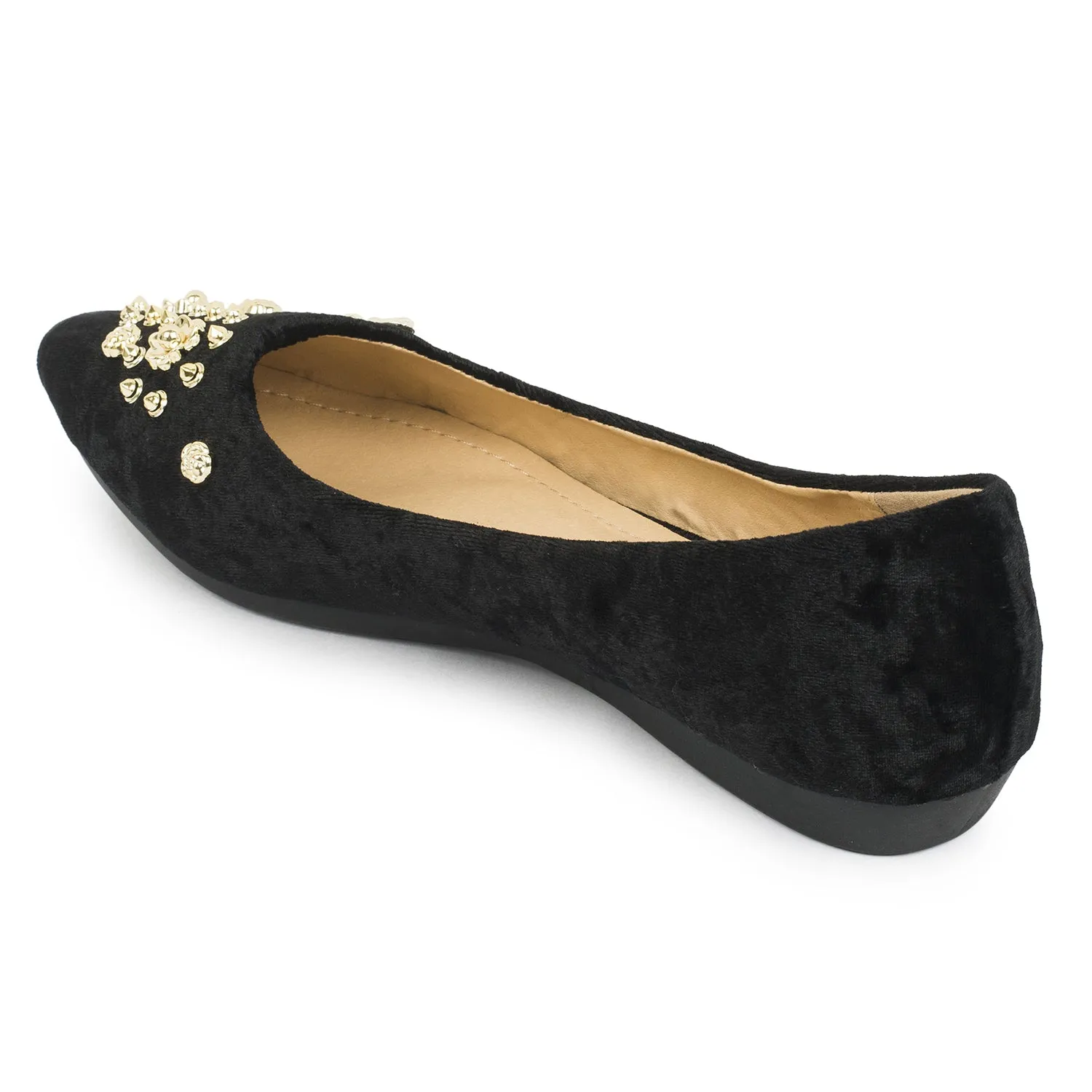 Black Diamonte Ballerina Flats