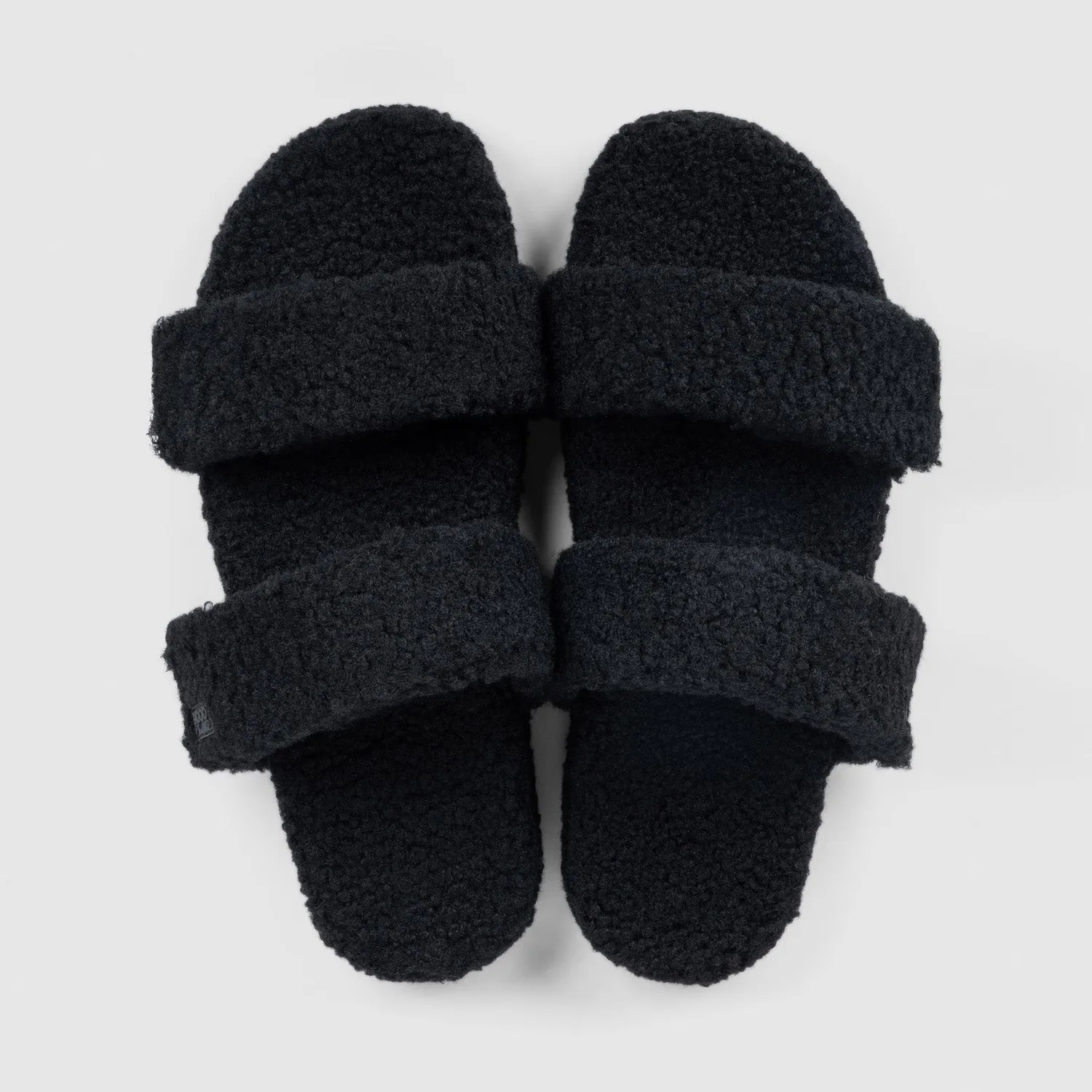 Black Two Strap Sherpa Slide