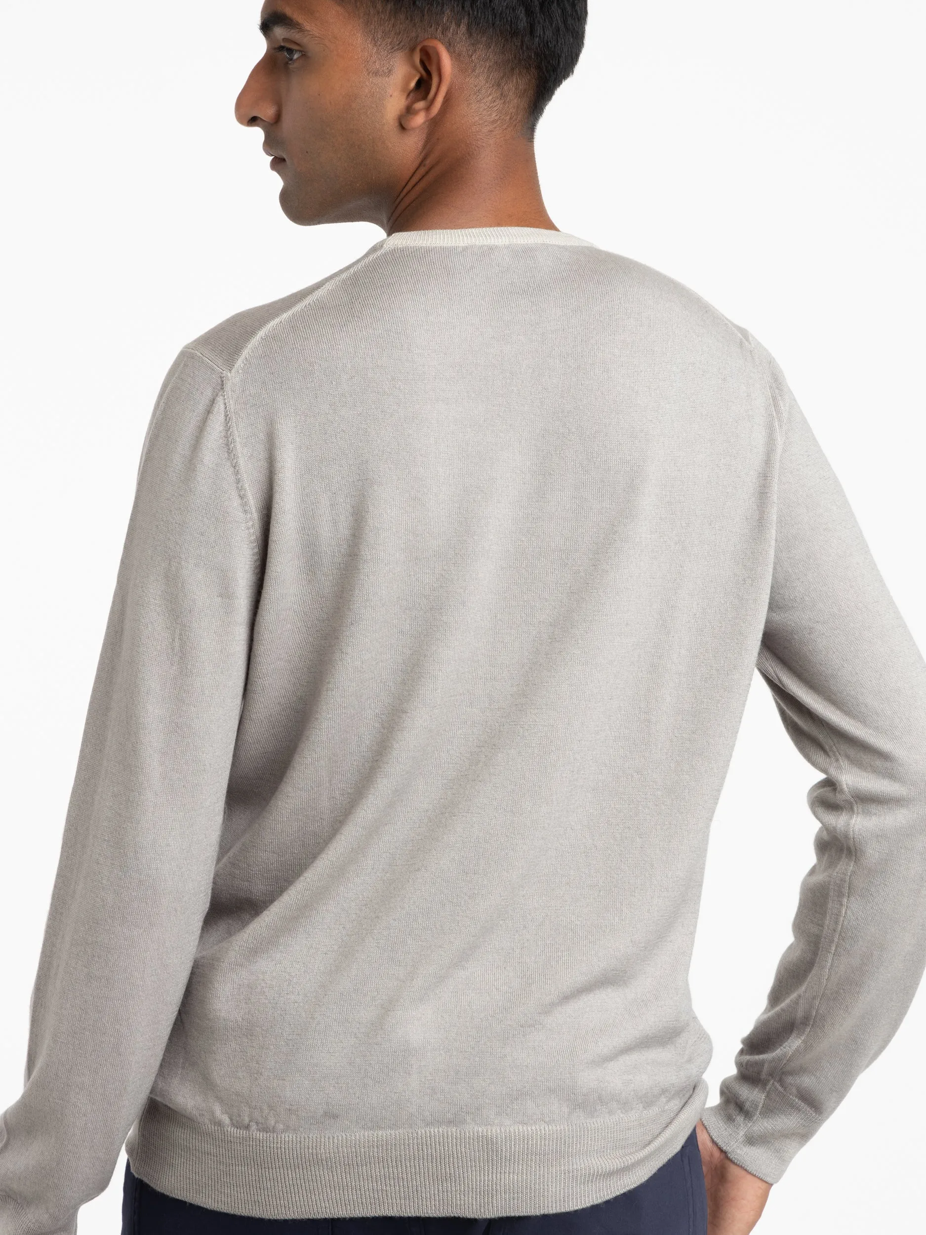 Bone White Merino Wool Crewneck Sweater