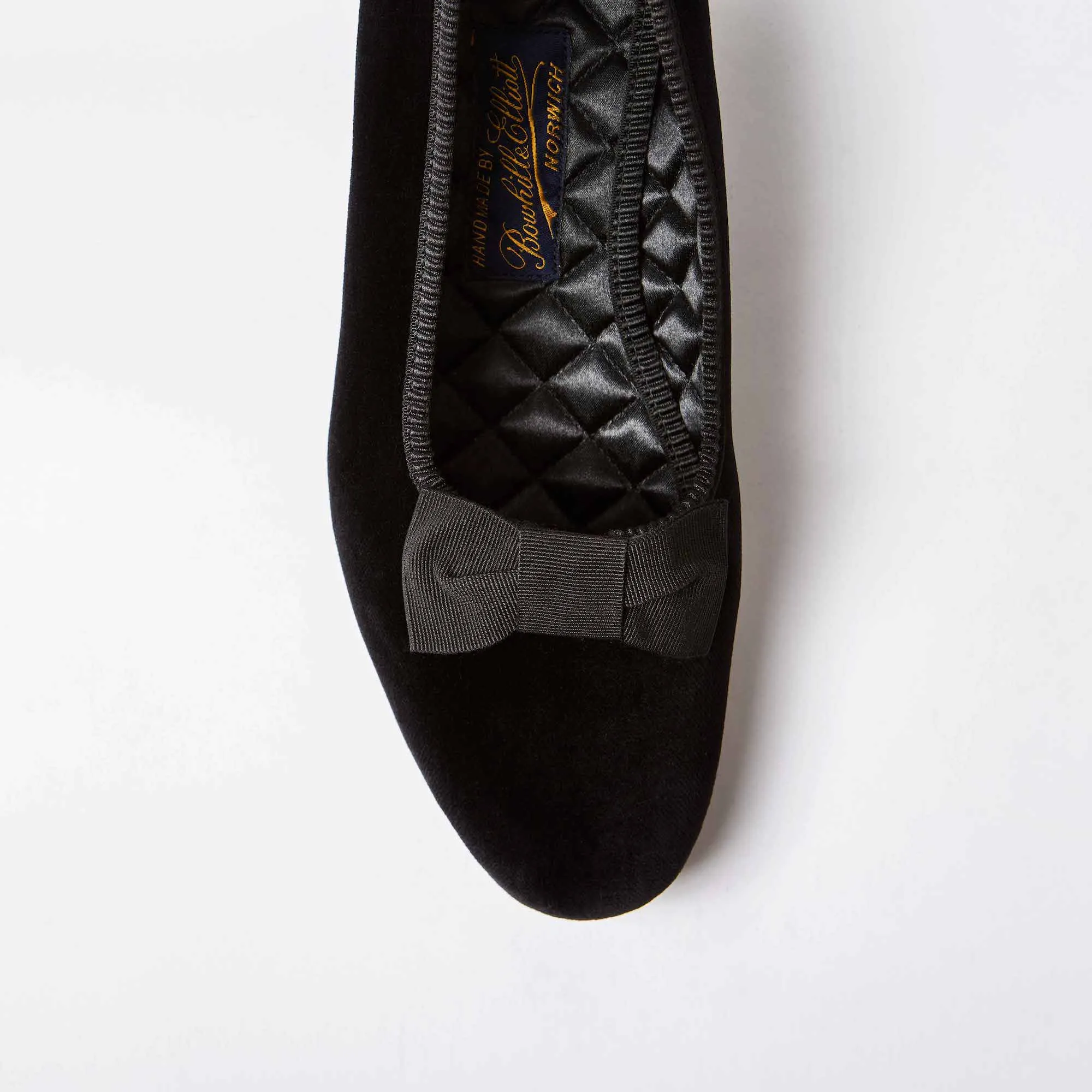 Bowhill & Elliot Black Velvet Opera Pump Slippers