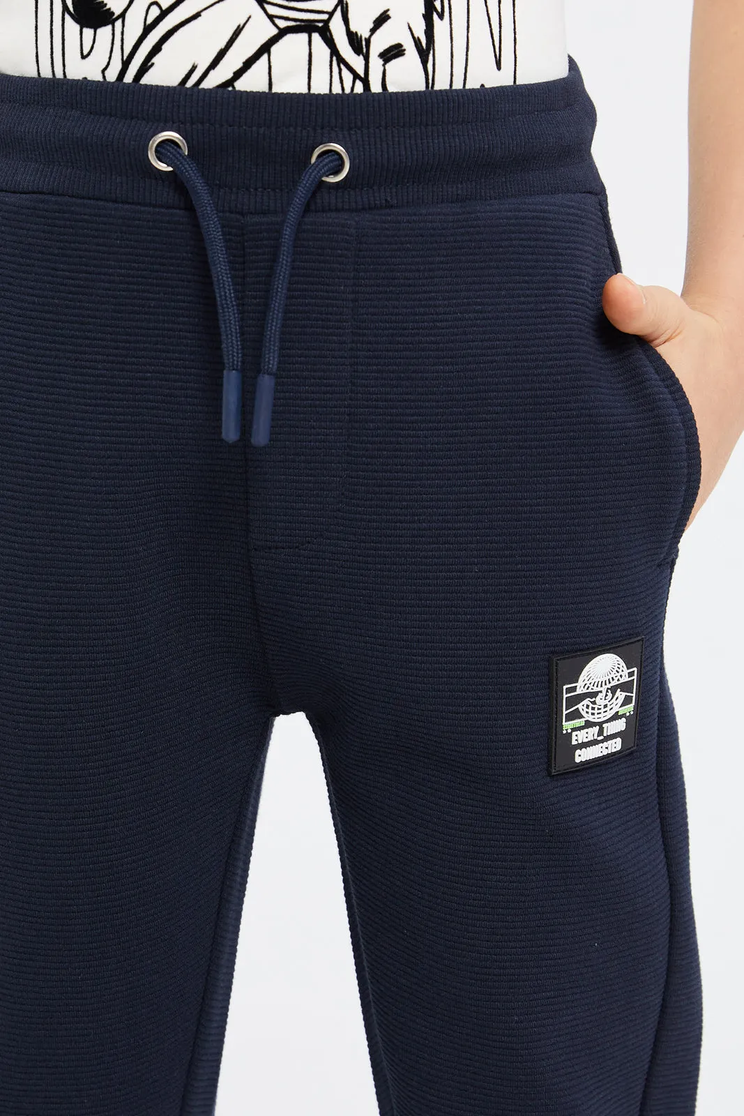 Boys Navy Ottoman Active Pants