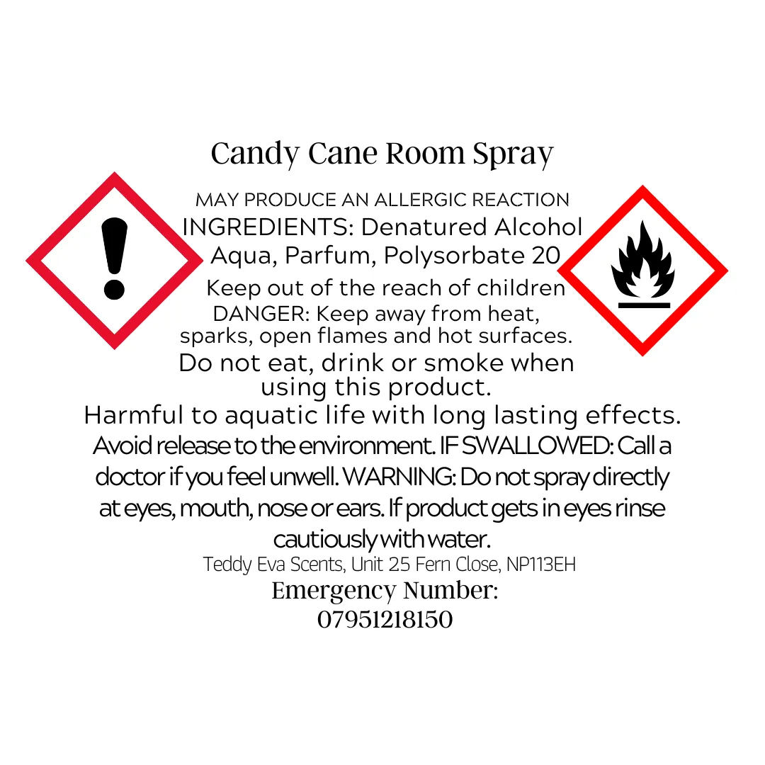 Candy Cane Scented Room Spray, 150ml - Festive Home Fragrance