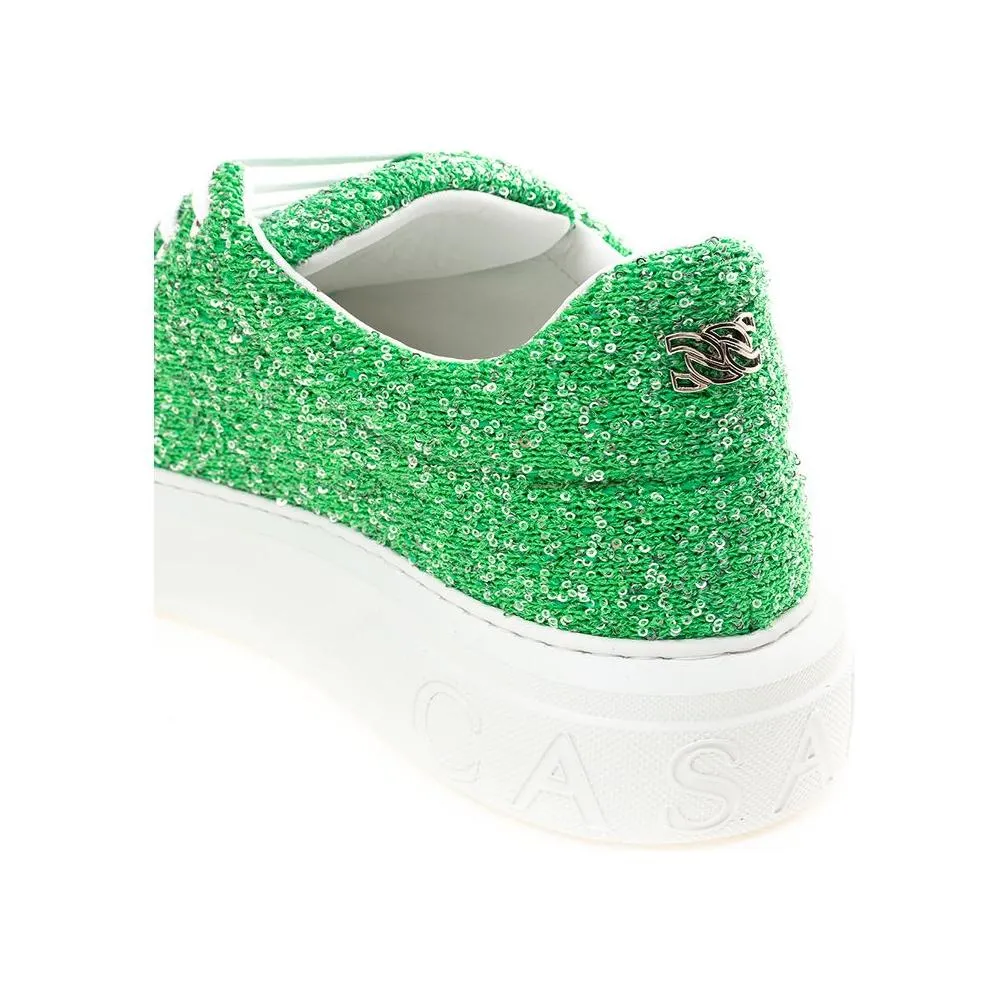 Casadei Emerald Elegance Leather Sneakers