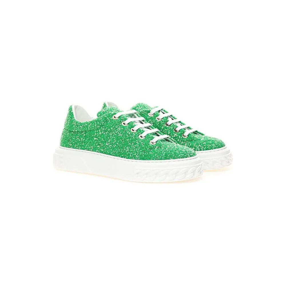 Casadei Emerald Elegance Leather Sneakers