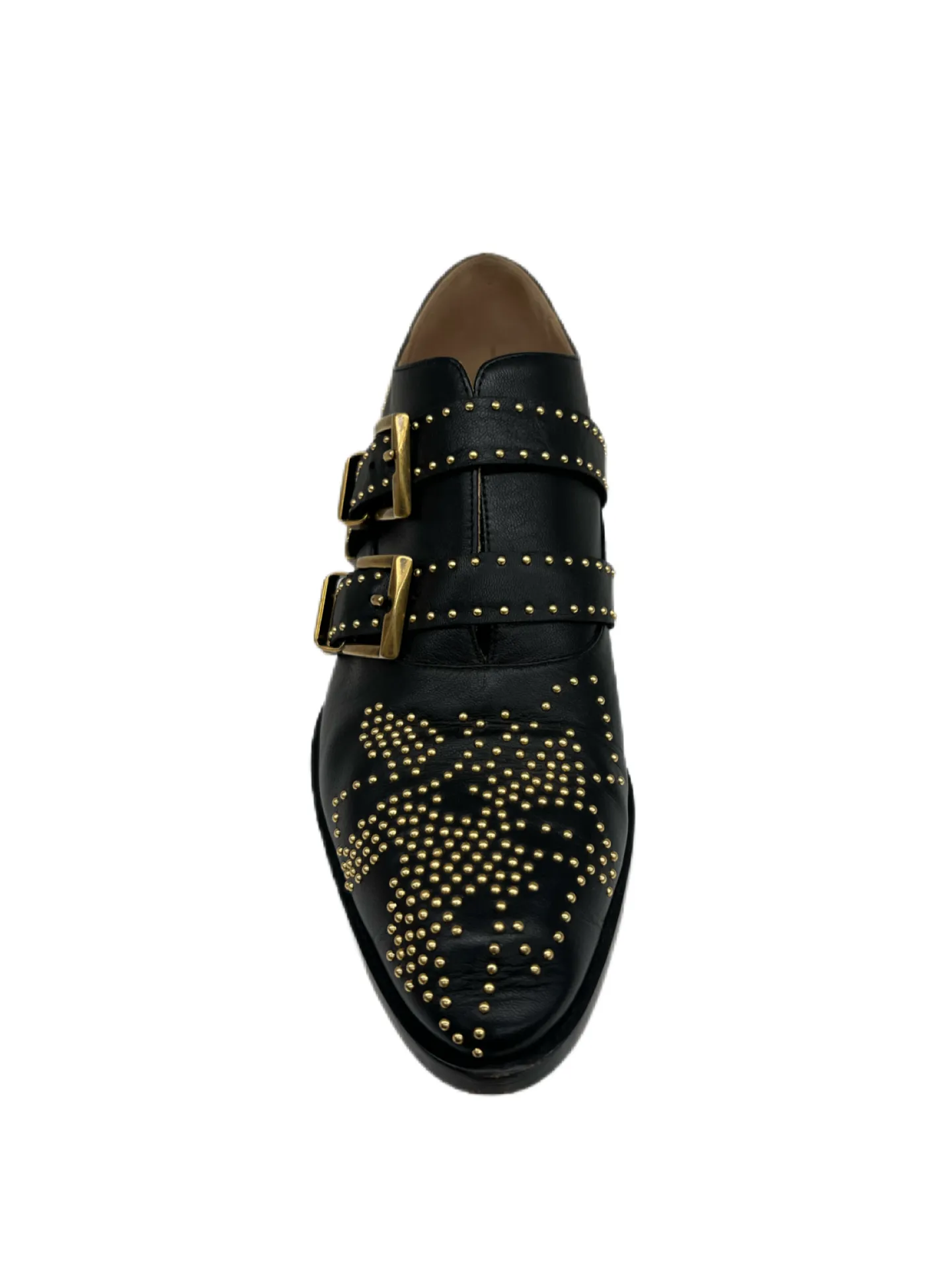 Chloe Black Flats w Gold Studs. Size: 38