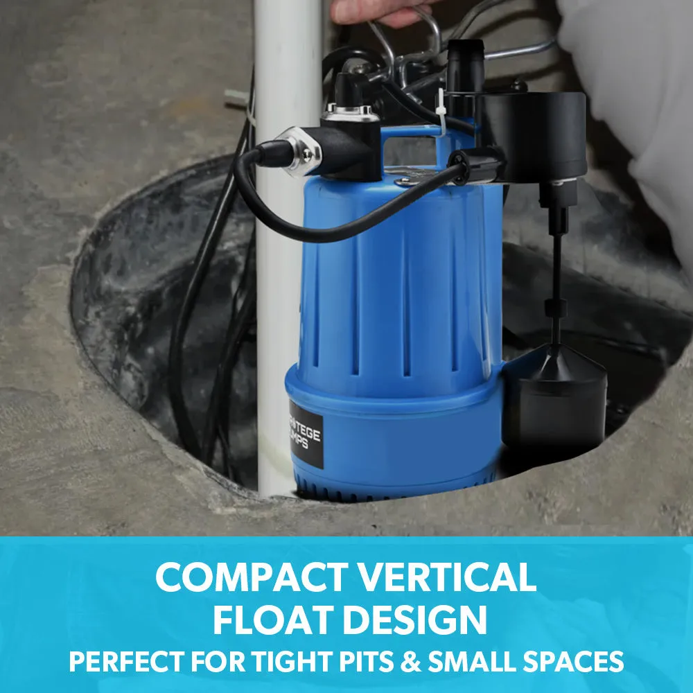 Compact Submersible Grey-Water Sump Pump, Auto Float, 3000L/H - Protege