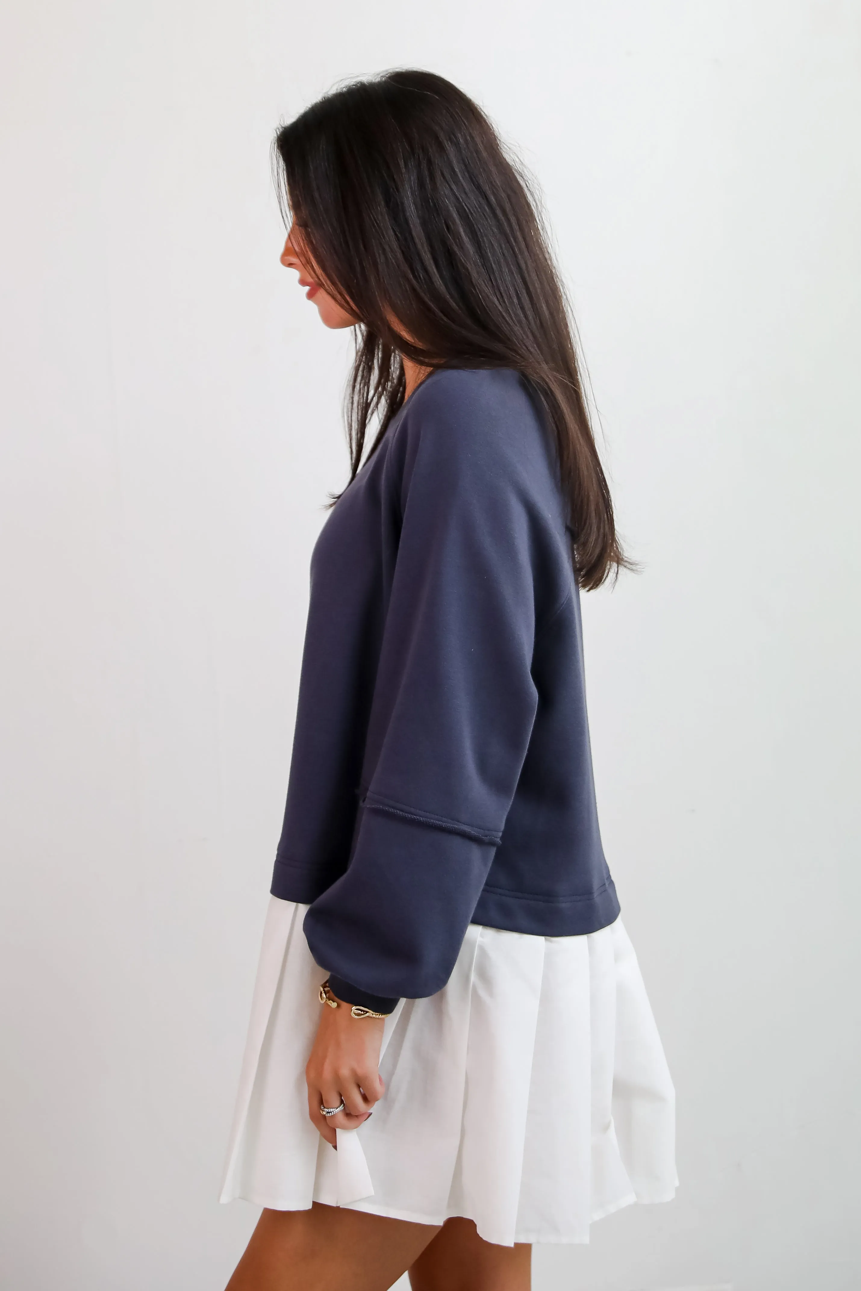 Contemporary Comfort Navy Sweatshirt Dress