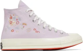 Converse Wmns Chuck 70 High Embroidered Floral Print Sneakers - Pale Amethyst, Purple