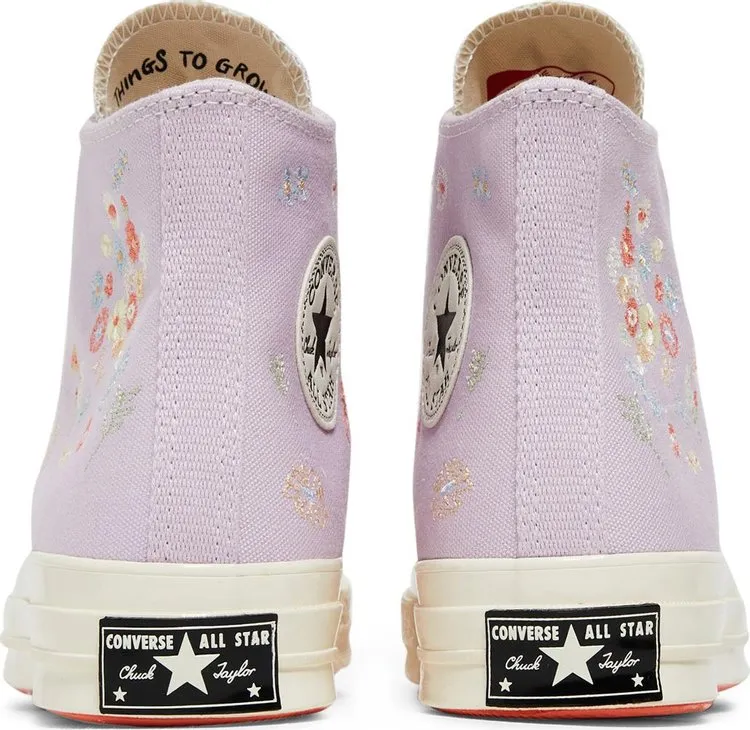 Converse Wmns Chuck 70 High Embroidered Floral Print Sneakers - Pale Amethyst, Purple