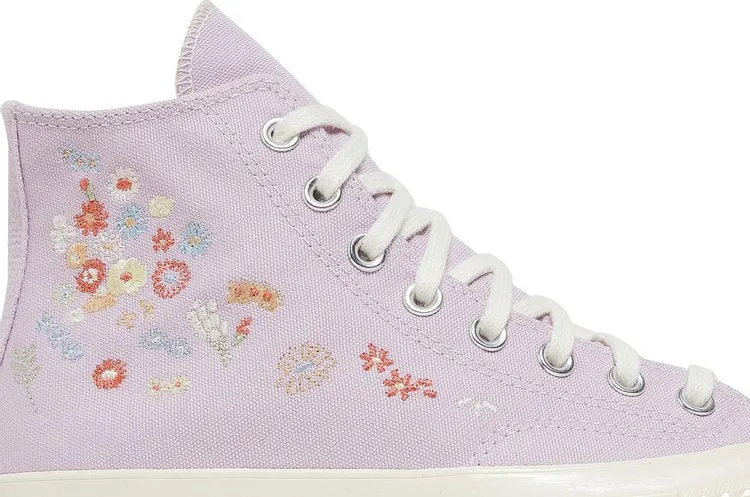 Converse Wmns Chuck 70 High Embroidered Floral Print Sneakers - Pale Amethyst, Purple