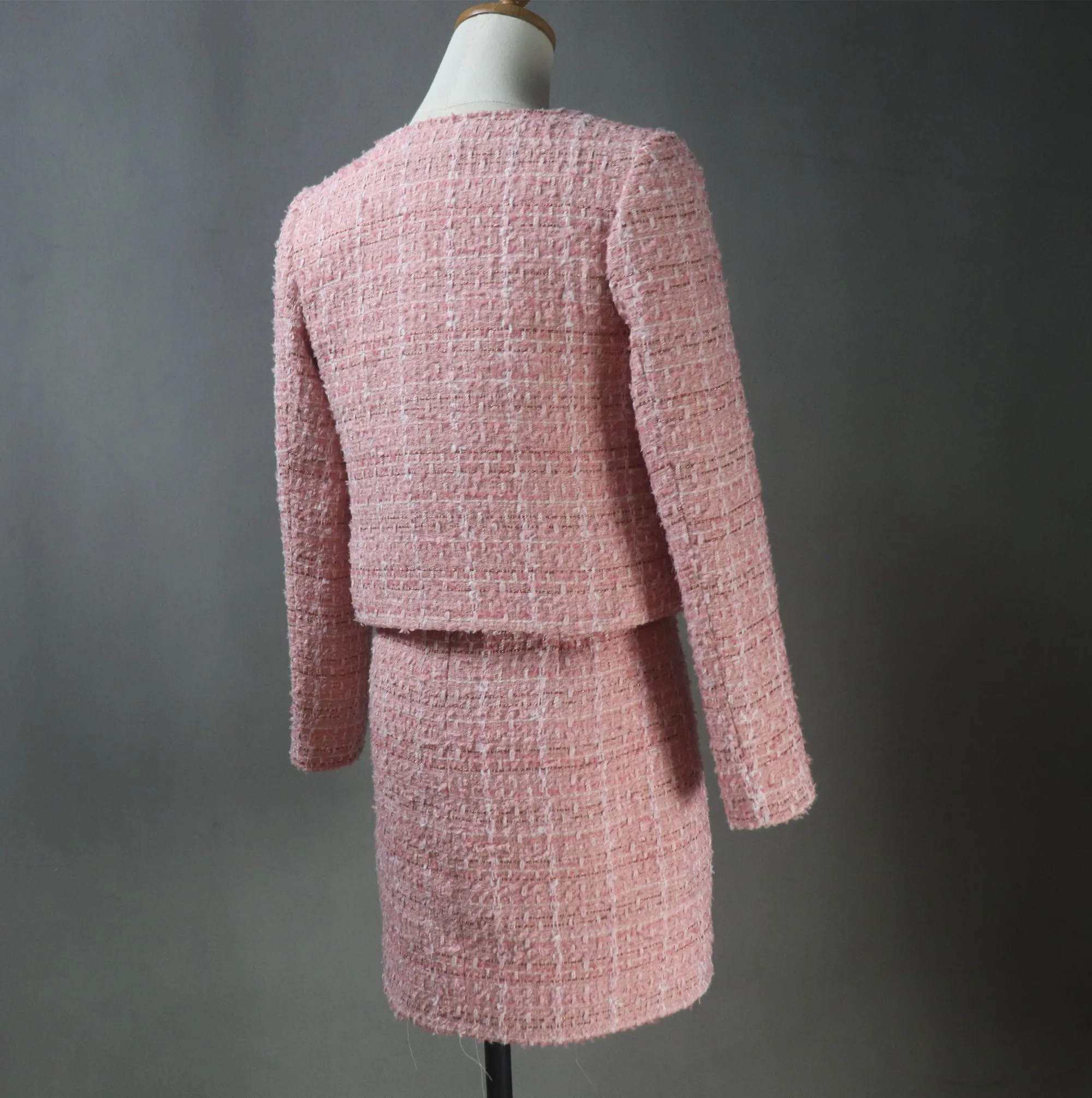 Custom Made Pink Suit Tweed Jacket   Bow Dress