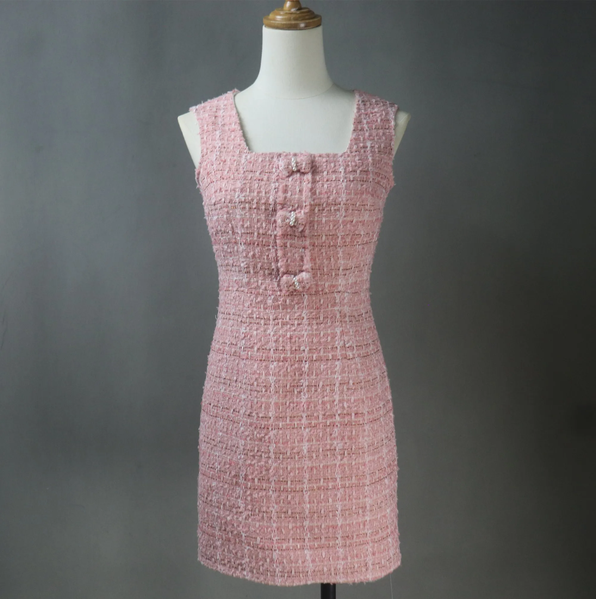 Custom Made Pink Suit Tweed Jacket   Bow Dress