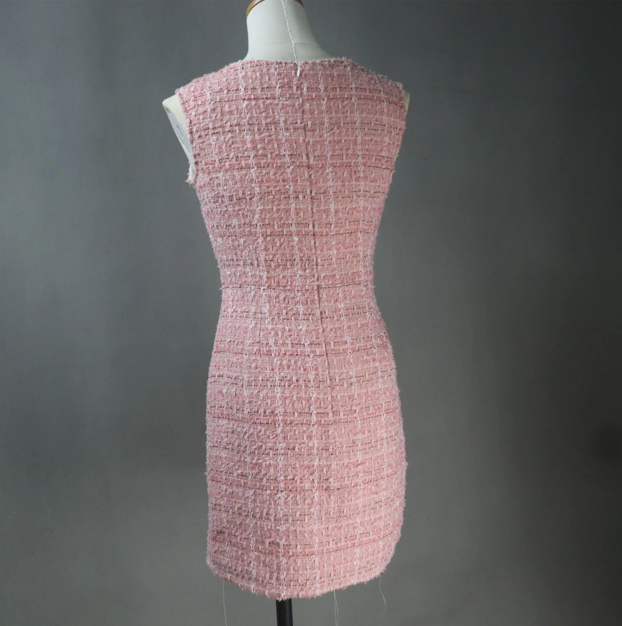 Custom Made Pink Suit Tweed Jacket   Bow Dress