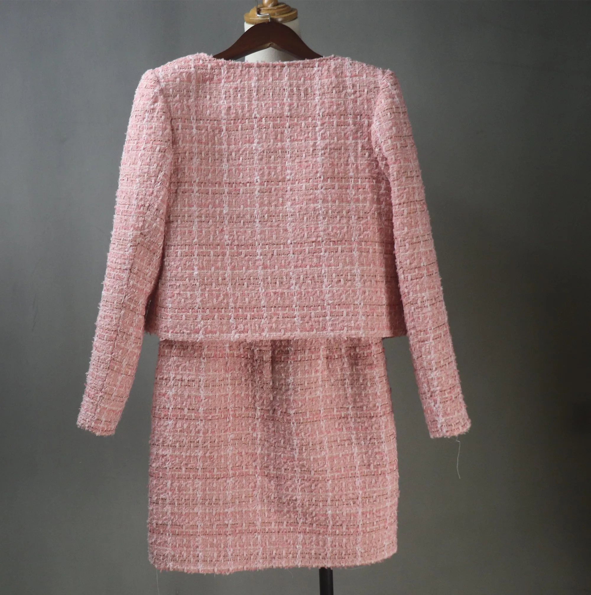 Custom Made Pink Suit Tweed Jacket   Bow Dress