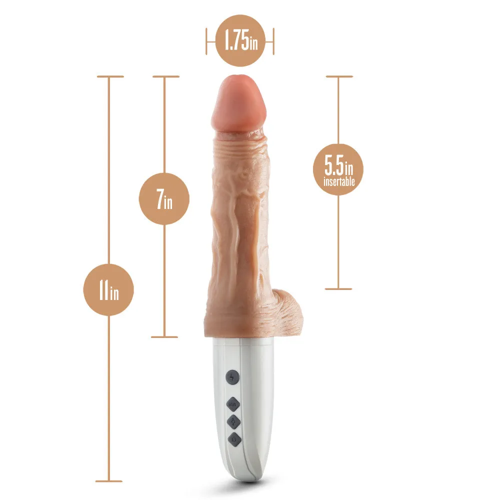 Dr. Skin Silicone By Blush® | Dr. Hammer 7 Inch Vibrating And Thrusting Dildo – Soft Liquid Silicone Realistic Penis With Warming Sensations – Beige