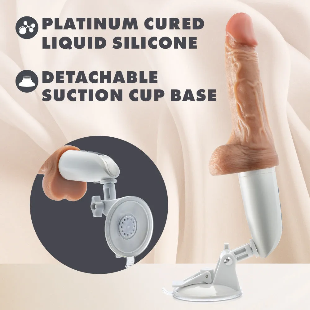 Dr. Skin Silicone By Blush® | Dr. Hammer 7 Inch Vibrating And Thrusting Dildo – Soft Liquid Silicone Realistic Penis With Warming Sensations – Beige