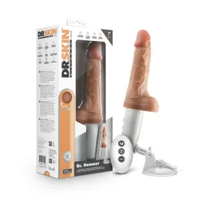 Dr. Skin Silicone By Blush® | Dr. Hammer 7 Inch Vibrating And Thrusting Dildo – Soft Liquid Silicone Realistic Penis With Warming Sensations – Beige