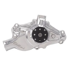 Edelbrock Victor Aluminum Water Pump - SB Chevy - Standard Rotation - Polished - Short-Style Pump - 5/8" Pilot Shaft