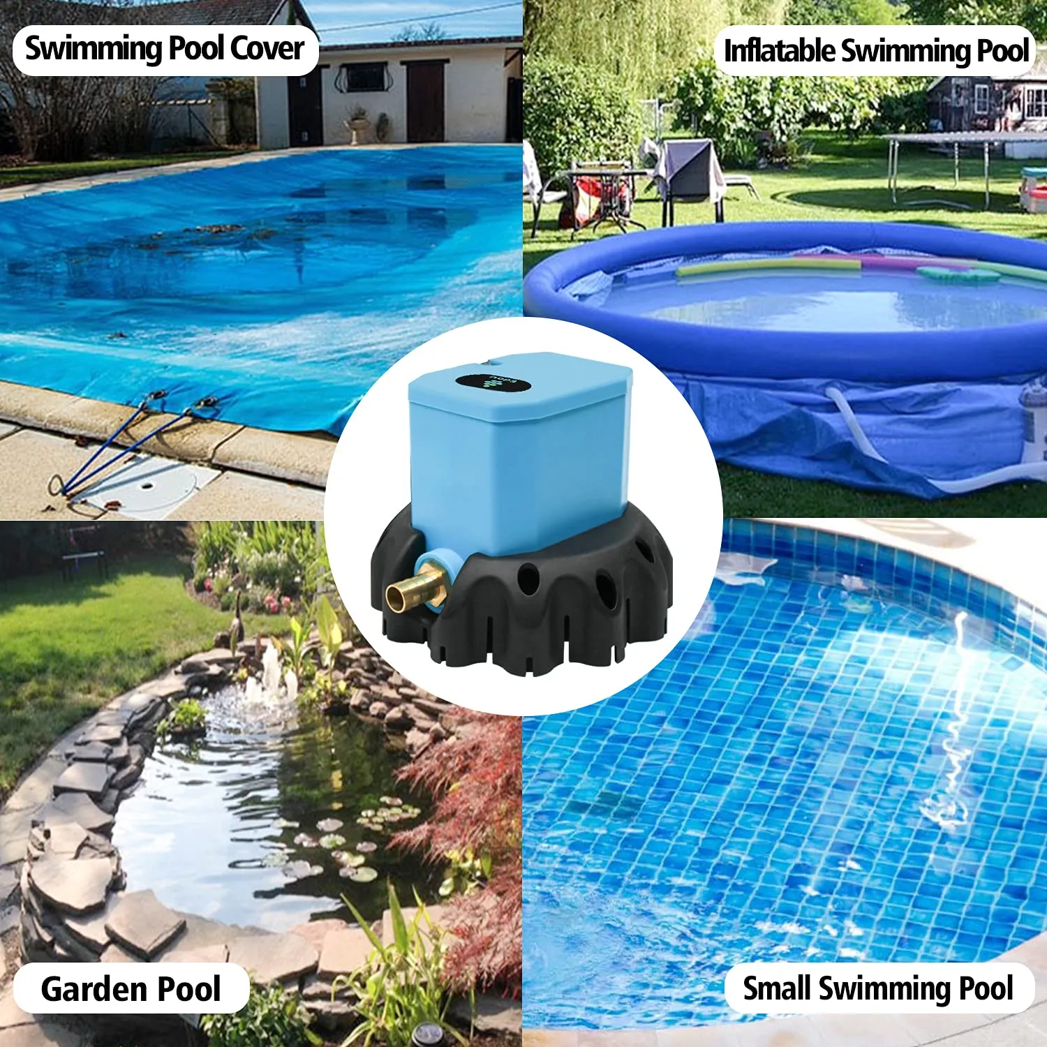 EDOU 1200 GPH Swimming Pool Cover Pump ,Including 16' Drainage Hose and 3 Adapters,Ideal