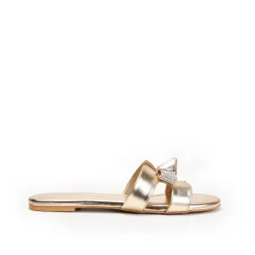 Elegant Gold Bow Slide Flats | 539L-X